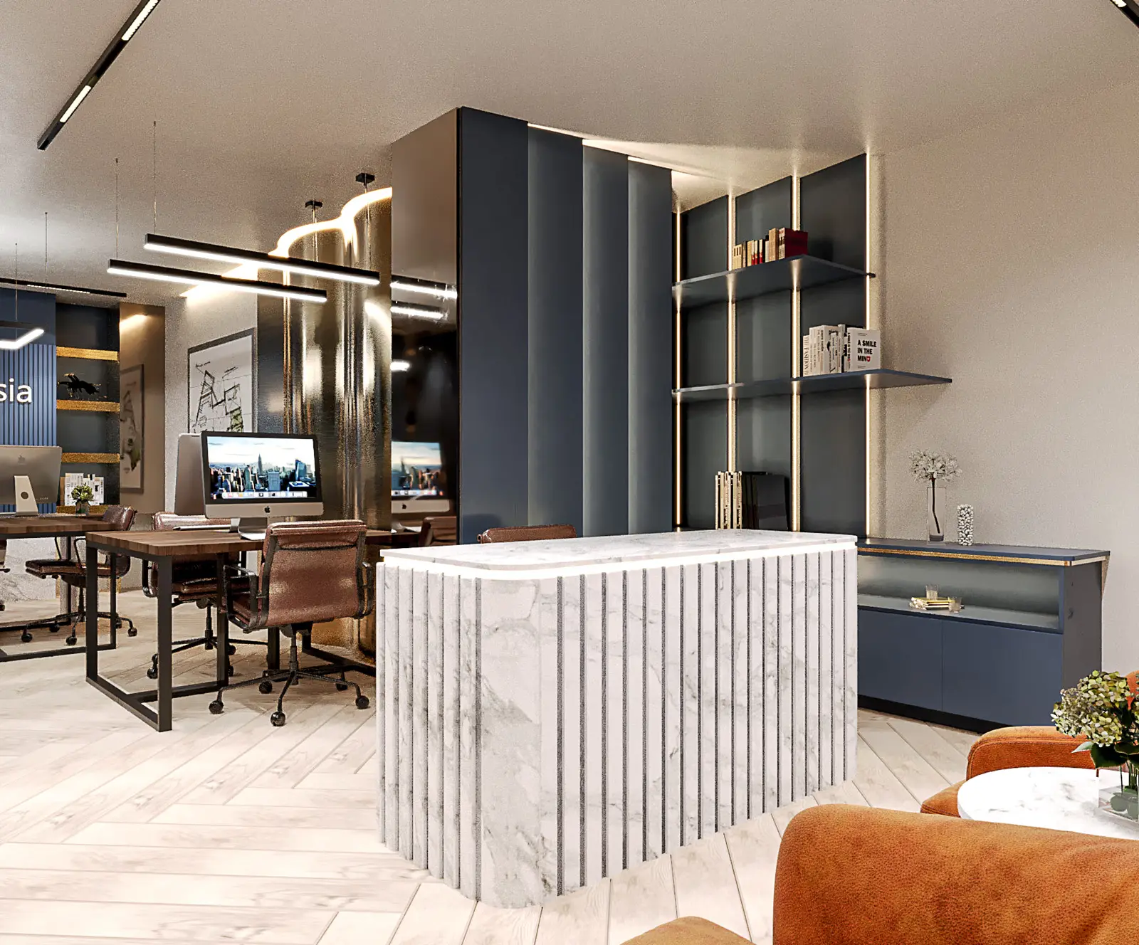 Chi tiết bảng màu và ánh sáng tại Skyline Asia